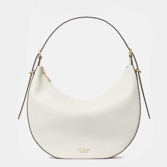 Kate Spade Nova Pebbled Leather Large Crescent Shoulder Bag, Meringue White NWT - Picture 1 of 4